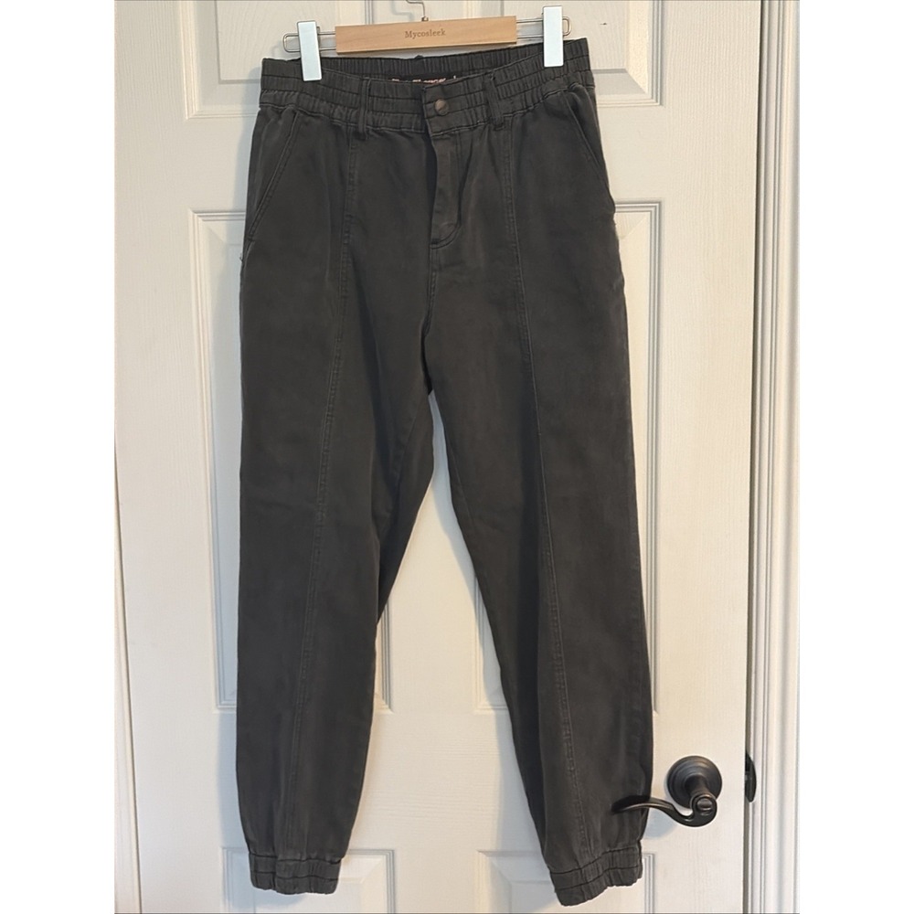 Dollhouse Tapered Jogger Jeans Juniors L Charcoal Black Wash High Rise Stretch
